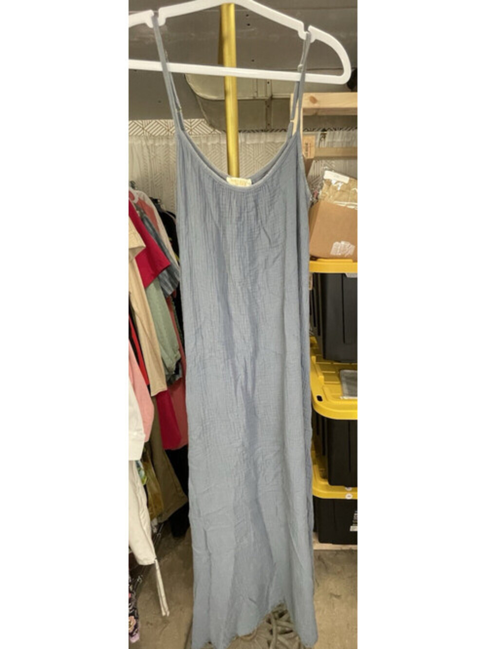 Nation LTD Lila Maxi Dress XS Women's Blue 100% Cotton Crinkle Gauze Made in USA
